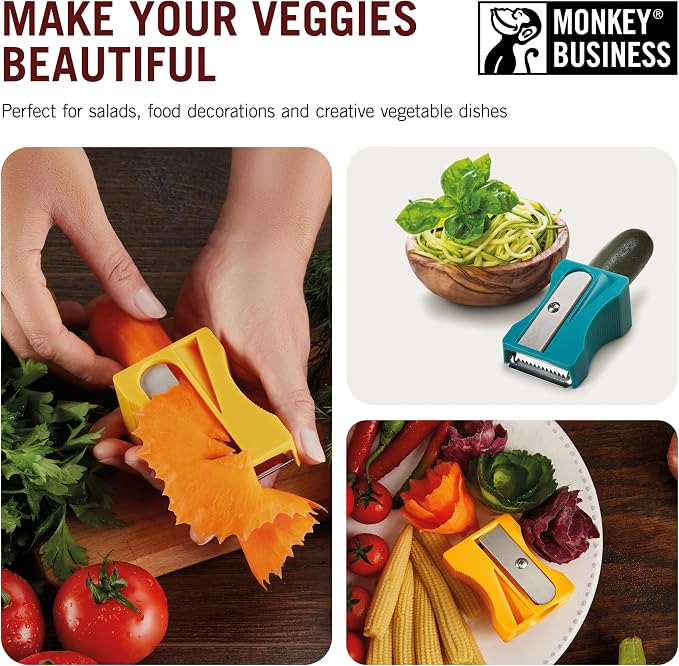 Monkey Business Julienne Peeler and Blade, Green and Turquoise