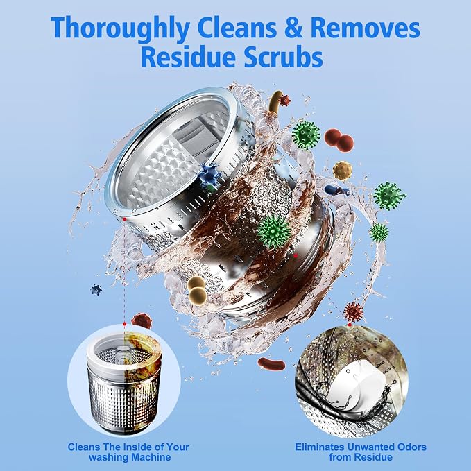 USKICH 40 Pack Washing Machine Cleaner Tablets,Deep Cleaning Descaler For HE Front Loader & Top Load Washer,Washer Machine Cleaning Tablets Clean Inside Drum and Laundry Tub Seal,Septic Safe