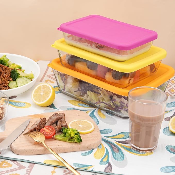 11 Cup Rectangle Silicone Storage Cover Lids Replacement for Pyrex 7212-PC Glass Bowls, (Container not Included) 2 Pack, Microwave, Dishwasher and Freezer Safe