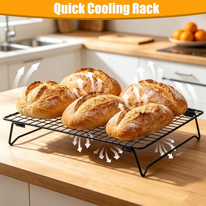 Sourdough Cooling Rack 2 Pack Stackable | Heavy Duty Wire Cooling Rack | 13.4"*9.3" Rack for Cooking and Baking Must Haves | Cooling Cookie, Cake, Pizza, Roasting, Drying | Gifts for Baking Lovers