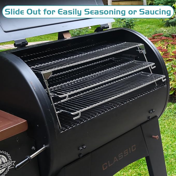 Jerky Racks for Traeger Smoker Pro 575 22 34 Grilling Cooling Warming Rack for Pit Boss 21" Depth Barrel Pellet Grill Pitboss Austin XL Parts 3 Tiered Stainless Steel Seasoning Smoking BBQ Accessories