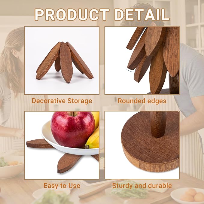 Yuoyar Wooden Tree-Shaped Trivets Set for Coffee Table, Kitchen