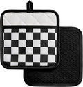 Ohocut Checkered Pot Holder, Black and White Checkerboard Potholders for Kitchen, Silicone Pot Holders with Pocket for Kitchen Clearance 2 Pack Set, Hot Pads and Oven Mitts for Cooking Baking