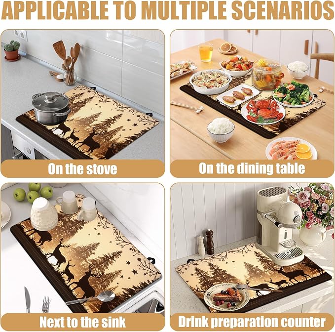 Forest Deer Stove Top Covers for Electric Stove, Wild Animals Electric Gas Stove Pad Heat Resistant Range Cooktop Protector for Home Decor Kitchen 28"x20"
