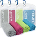 YESLIFE Cooling Towels, 4-Pack 40"x12", Multicolor Set A | Microfiber gym towels, soft breathable neck wrap, cooling towel for yoga running sport camping, Multicolor, 4-pack