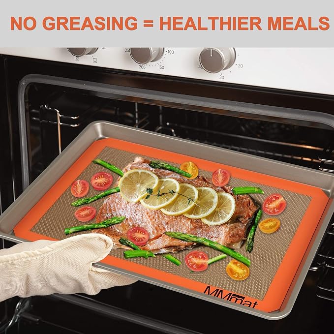 Best German Silicone Baking Mat, 2 Half Sheets + 1 Macaron Sheet | Non Slip Silicone Baking Sheet, Non Stick Reusable, BPA Free, PFOA Free, Non-toxic, Dishwasher Safe