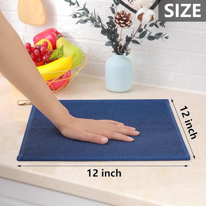Homaxy 100% Cotton Waffle Weave Kitchen Dish Cloths 24-Pack, Navy Blue | 12 x 12 Inches, Ultra Soft Absorbent Dish Towels, Quick Drying Dish Rags with Hanging Loop