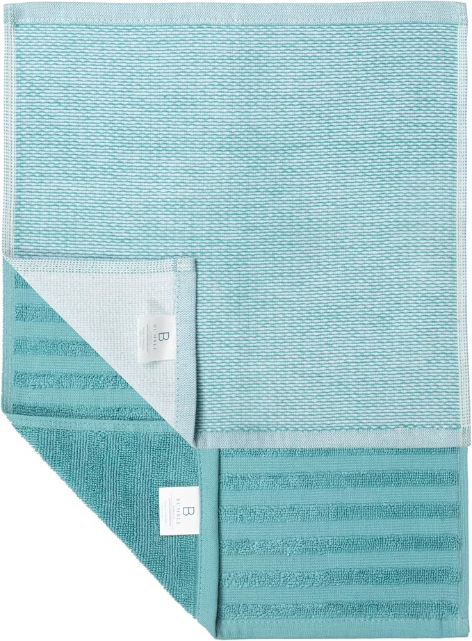 Bumble Premium Dish Cloths 13"x13" (6 Pack) | 100% Natural Ring Spun Cotton | 400 GSM | Highly Absorbent & Soft |Yarn Dyed & Solid Dyed Terry Dish Cloth Set - Aqua