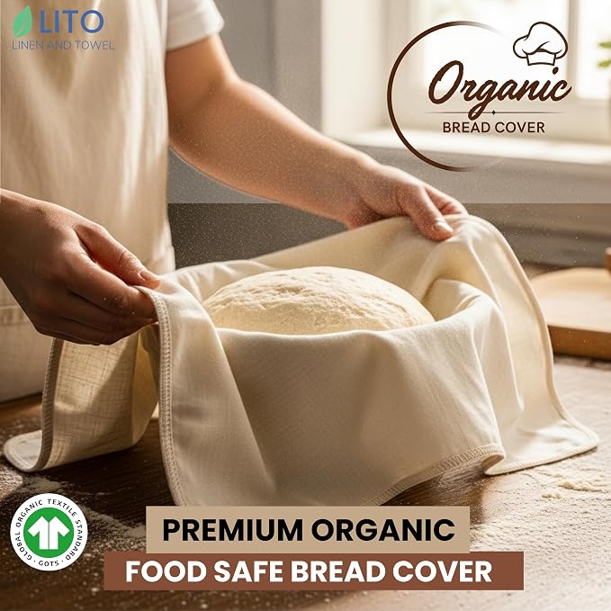 Flour Sack Towels Sourdough Bread Baking Supplies | Bread Dough Proofing Unbleached Bread Proofing Cloth, Organic Cotton Baking Cloth for Baguettes, Ciabatta, Pastry – Reusable, 28"x28", 6-Pack