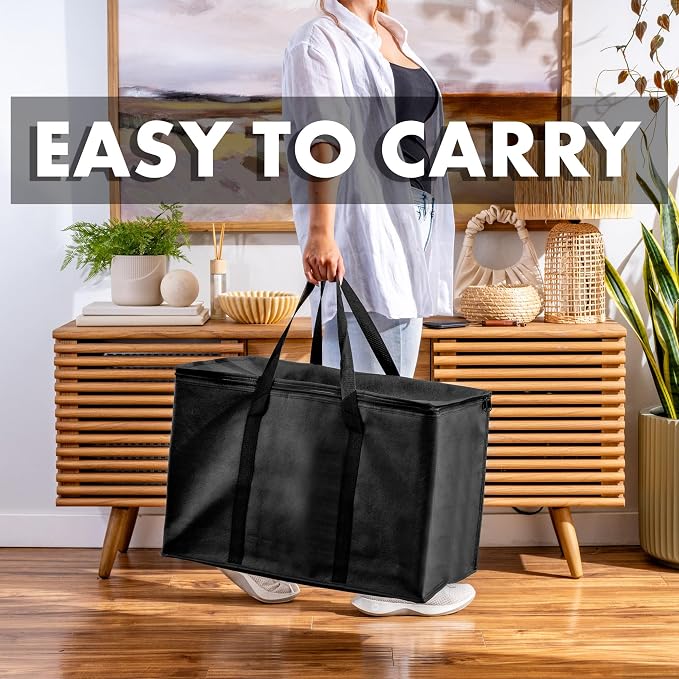 Carrywell (Not Made In China) Insulated Food Delivery and Catering Bags 2-Pack, XXXL Pizza Delivery and Reusable Warming Bag, Thermal Insulation Tote for Hot and Cold Food, Doordash