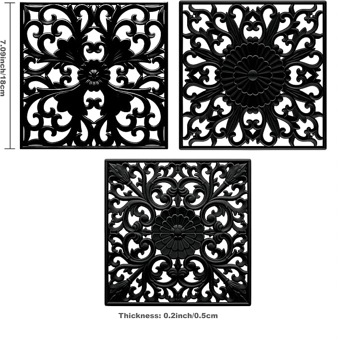 Silicone Trivets Mats for Hot Pots and Pans, Square Microwave Non Slip Mat for Table or Counter, Multi-Use Carved Hot Pads and Mats, Heat Resistant Big Teapot Coaster Set of 3 Teal