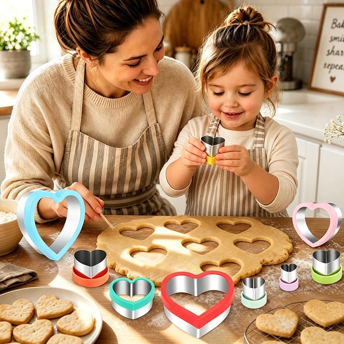 laxizar 9 Pcs Heart Cookie Cutters Set Stainless Steel Biscuit Cutter