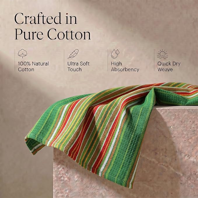Urban Villa Kitchen Towel Cotton Dish Towel 20”x30”(Set of 6) Leaf Green