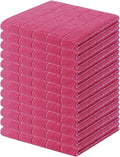 Homaxy 100% Cotton Terry Kitchen Towels, 12 Pack, Rose Red | Ultra Soft and Absorbent, Suitable for Drying and Washing Dishes