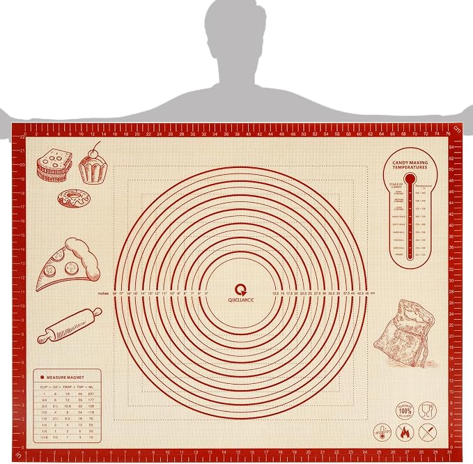 Silicone Baking Pastry Dough Mat - 32x24Inch Extra Large Cookie Bread Rolling Mats Sheet, Nonstick Kitchen Counter Kneading Board, Thick Reusable Pie Cookies Pizza Fondant Making Matt with Measurement