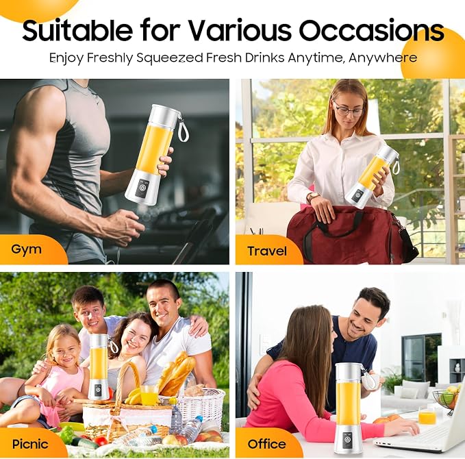 Small Portable Shakes & Smoothie Blender - 13 Oz Personal Size Blender | 380ML BPA Free Traveling Juice Cup, High Blending Speed of 20,000 Rpm, Squeezing Juice Suit in Sports/Office/Home/Travel