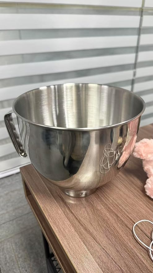 5 QT Stainless Steel Mixing Bowl - Compatible with KitchenAid Tilt-Head Stand Mixers 4.5-5 Qt, Mixing Bowls Stainless Steel With Handle & Clasp(6 QT)