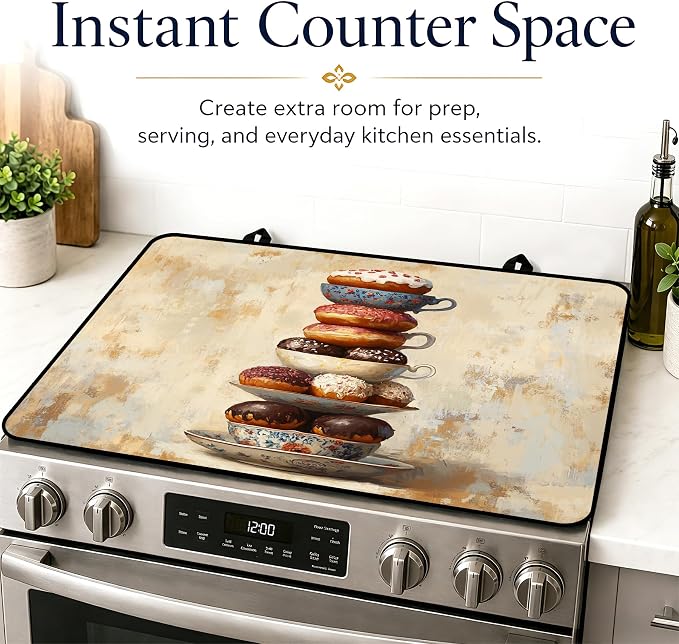Stove Top Covers with A Non-slip Rubber Coating—protect Your Stove from Scratches, Extend Countertop Space, and Add A Classic Kitchen Touch.