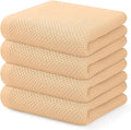 Kitinjoy 100% Cotton Waffle 4-Pack Kitchen Towels, 13" x 28", Apricot | Super Soft, Ultra-Absorbent, Fast Drying, lightweight, Quick Drying Kitchen Hand Towels