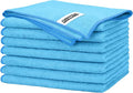 Blue Microfiber Cleaning Cloth -Pack of 8, Highly Absorbent Cleaning Rags, 16"X12" All Purpose Cleaning Towels for Housekeeping, Kitchen, Car, Lint Free and Reusable Microfiber Towels