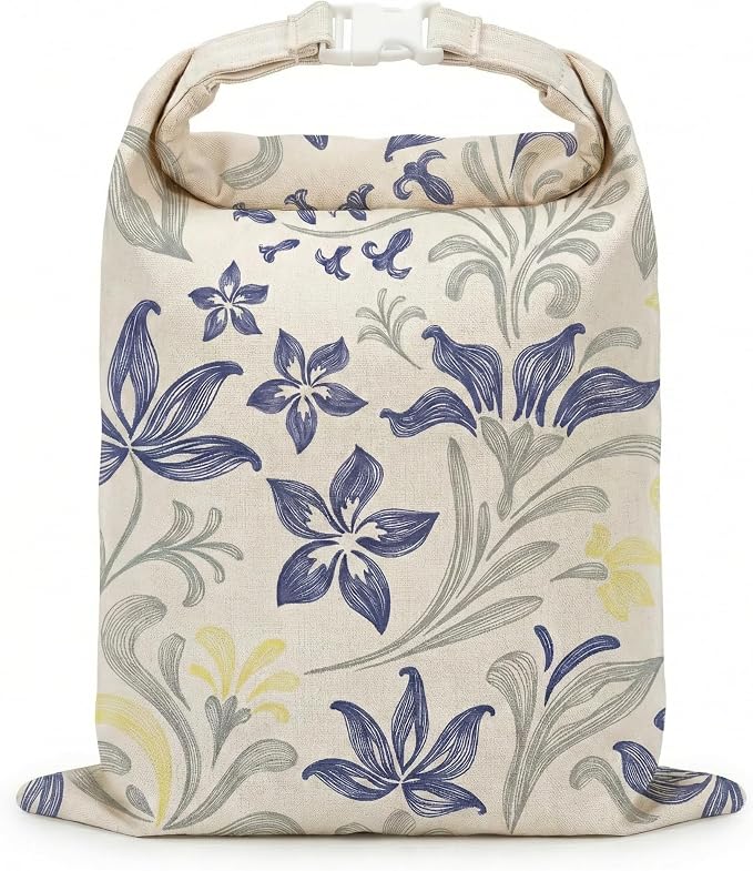Beeswax Bread Bags for Sourdough & Homemade Bread (2 Pack) | XL 13"x17" Large Reusable Cotton & Linen Bread Bag, Keep Loaves Fresh Longer, Natural & Easy to Clean (Classic Blue Floral)