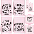 Leinuosen 8 Pcs Kitchen Towels and Oven Mitts Sets Pot Holders Dishcloths Set Kitchen Decorative Accessories Absorbent Potholders Heat Resistant for Chef Baking Cooking