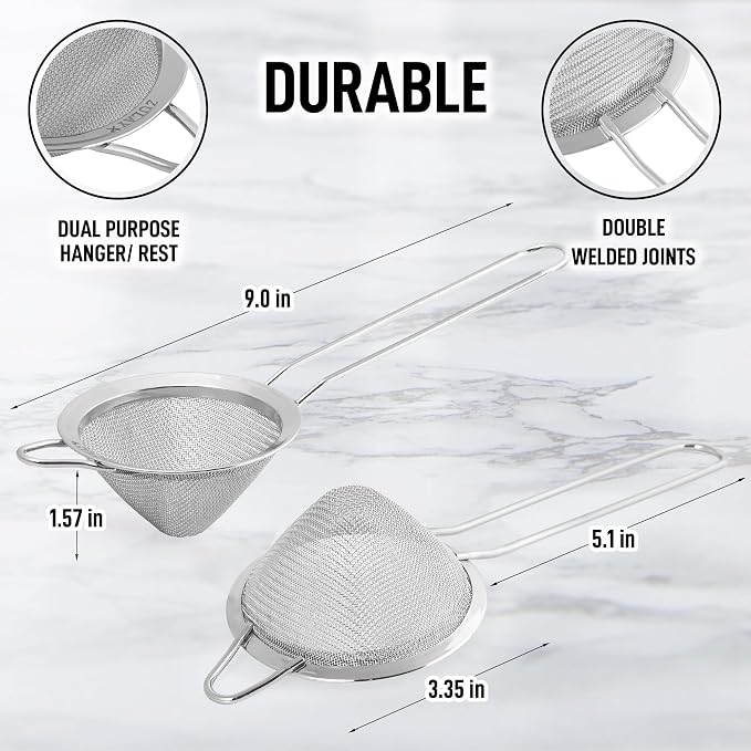 Zulay Kitchen 304 Stainless Steel Fine Mesh Strainer 3.35 in - Strainers Fine Mesh, Tea Strainers for Loose Tea - Perfect for Tea, Cocktails, Juicing, Drinks, Liquids, Matcha, Coffee & More