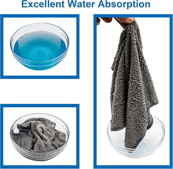 Microfiber Cleaning Cloth - Pack of 8, Size: 12 x 16 in, Multi-Functional Cleaning Towels, Highly Absorbent Cleaning Rags, Lint-Free, Streak-Free Cleaning Cloths for Car Kitchen Home