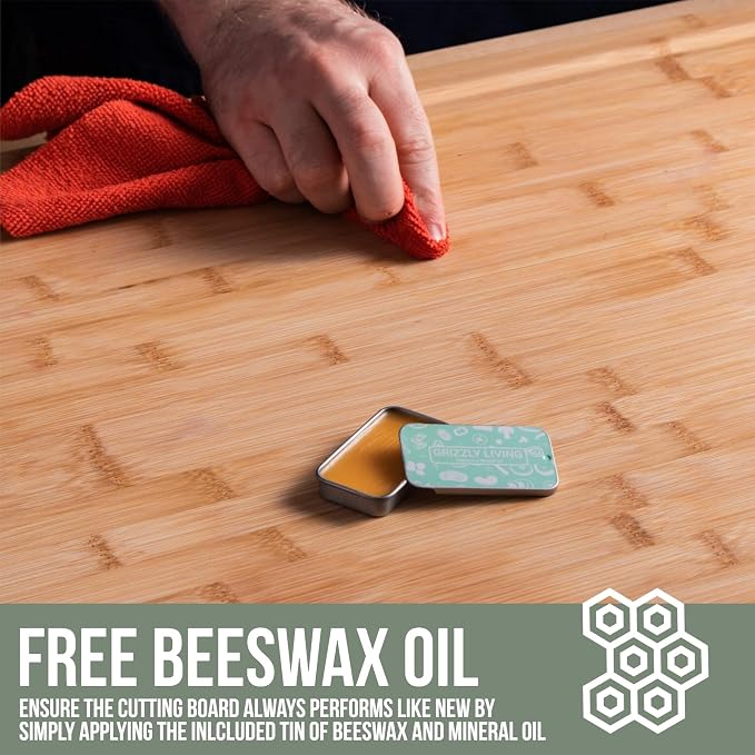 Large Cutting Board for Kitchens 24 X 18 by Grizzly Living - Heavy Duty Bamboo Cuttings Boards for Meat, Veg & Charcuterie - Large Wooden Stove Top & Countertop (24" x 18") Epicurean, Butcher