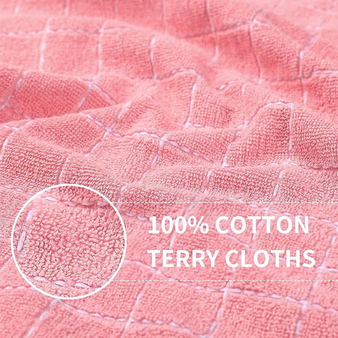 Homaxy 100% Cotton Terry Kitchen Towels, 18 Pack, Pink | Ultra Soft and Absorbent Dish Towels for Kitchen, Suitable for Drying and Washing Dishes