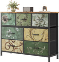 Sweetcrispy 7 Drawer Dresser for Bedroom Storage, Fabric Bins, Floral Print | Anti-Tip Closet Organizer, Wooden Top and Sturdy Steel Frame, Spacious Drawers for Clothes Storage, Hallway Entryway