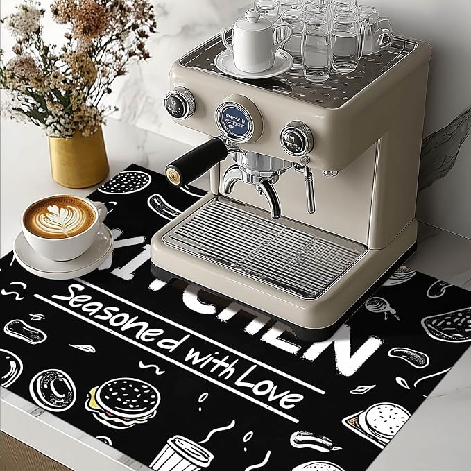 HOMETITUTE Kitchen Seasoned with Love Stove Cover 28x20 Diatomite Mat