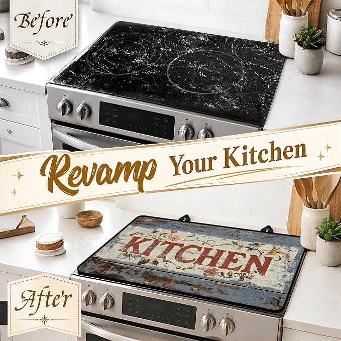 Stove Top Covers with A Non-slip Rubber Coating | protect Your Stove from Scratches, Extend Countertop Space, and Add A Classic Kitchen Touch