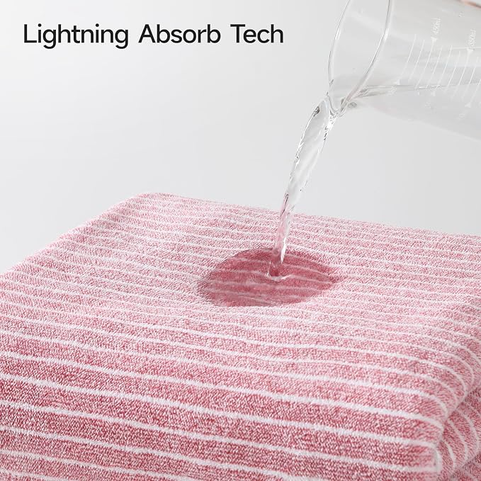 REDKISS 6-Piece Microfiber Bath Towel Set, Ultra Soft, Highly Absorbent & Quick Dry, 35x70 Inch Oversized, Pink Towels for Bathroom, Spa, Gym, 2 Bath 2 Hand 2 Washcloths