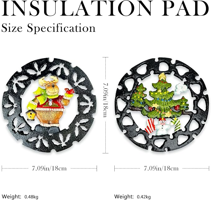Cast Iron Trivet for Hot Dishes, Metal Trivet for Hot Pots and Pans, Heavy Duty Cast Iron Pot Holder with Heat Resistant Glove, Hot Pan Holder for Kitchen & Dining Table