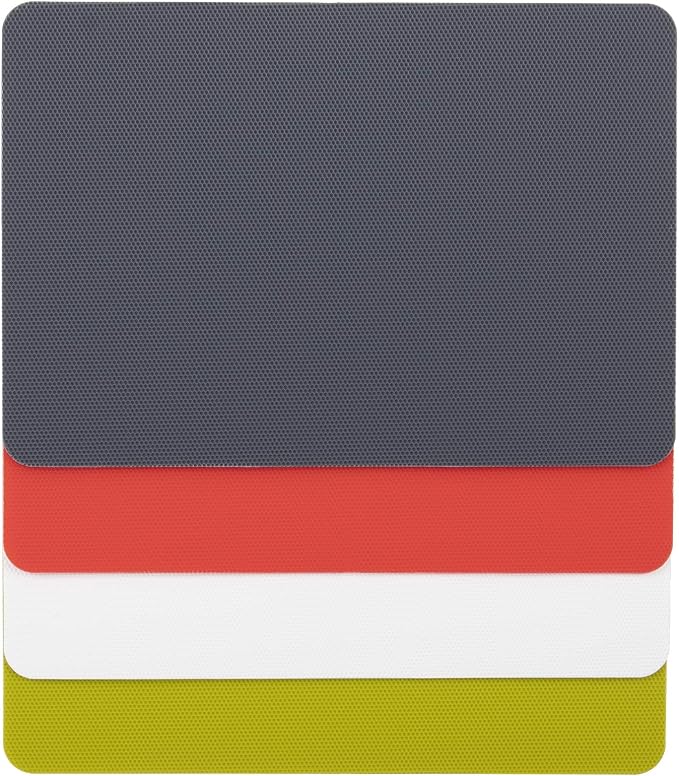 Dexas Heavy Duty Cutting Board Grippmat, Flexible Cutting Boards for Kitchen, Set of 4, Non Slip Plastic Board Cutting Mat 5.5 by 8 Inches Gray, Red, White and Green Set, Kitchen Gadgets