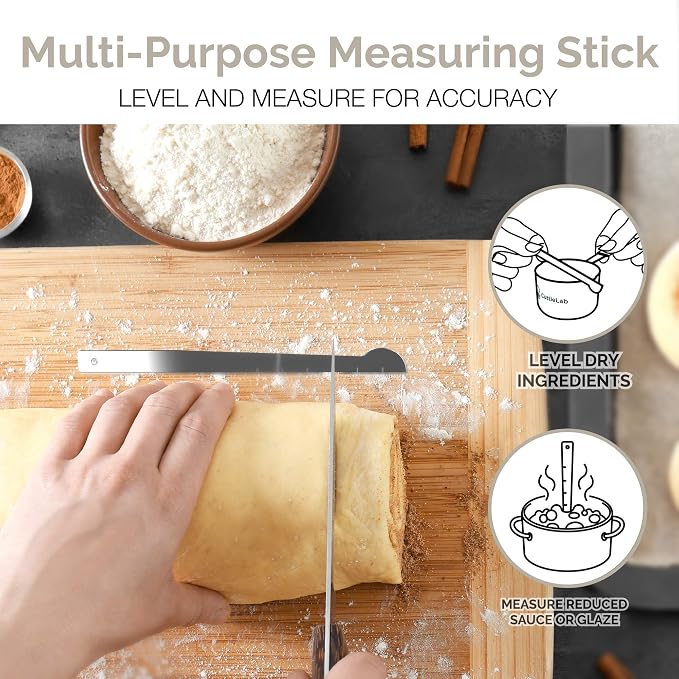 CuttleLab 22-Piece Stainless Steel Measuring Cups and Spoons Set, Tad Dash Pinch Smidgen Drop Mini Measuring Spoons, Measuring Stick Leveler, Measurement Conversion Chart Fridge Magnet, (Charcoal)