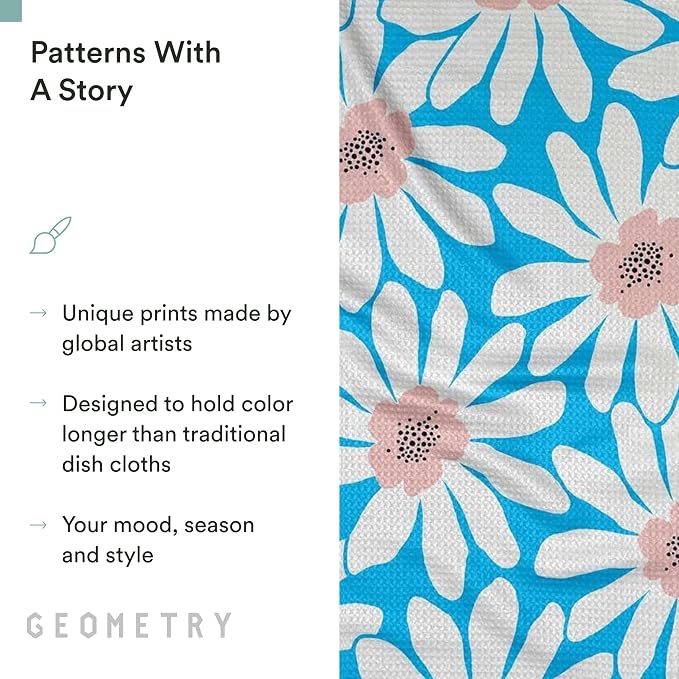 GEOMETRY Kitchen Dish Cloths - Spring & Summer Collection - Premium Dishcloths with Geoweave - Absorbent & Fast Drying Kitchen Towels - Sweet Spring, 10" x 10" - 3-Pieces