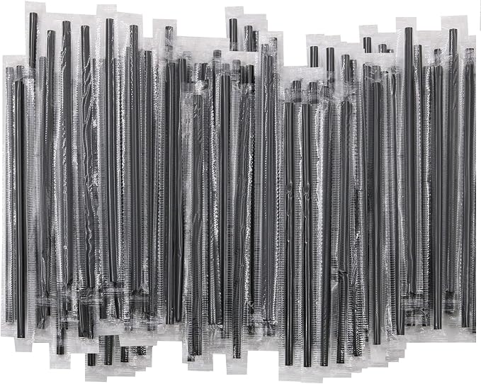 Individually Wrapped Coffee Stirrers, Black Sip Sticks, Bulk 15,000 Count | Individually wrapped coffee stir sticks, black plastic, 15,000 count, single-serve beverage stations