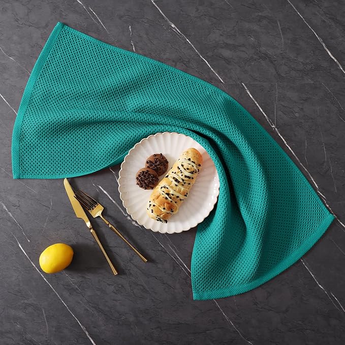 Homaxy 8 Pack 100% Cotton Kitchen Towels and Dishcloths Set, Teal | 12 x 12 Inches and 13 x 28 Inches Kitchen Towels Set, Ultra Soft Absorbent Dish Cloths for Washing Dishes