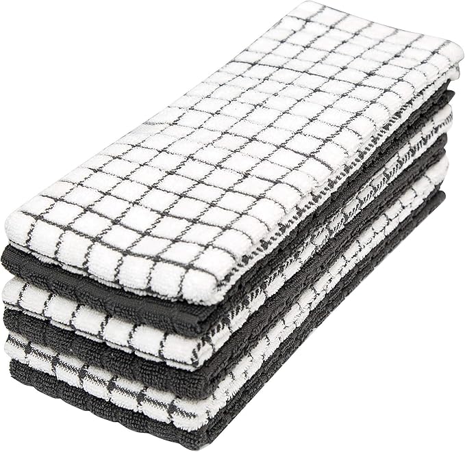 Bumble Kitchen Towels (6-Pack), 16"x28", 100% Cotton Dish Towels - Gray | 380 GSM | Soft kitchen hand towels , Highly Absorbent & Durable Dish Towels for kitchen with Hanging Loop