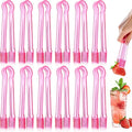 12 PCS Plastic Serving Tongs, 6.3 Inches Pink Disposable Tongs Kitchen Small Serving Utensil Tongs for Party Ice atering Buffet Bakery Salad
