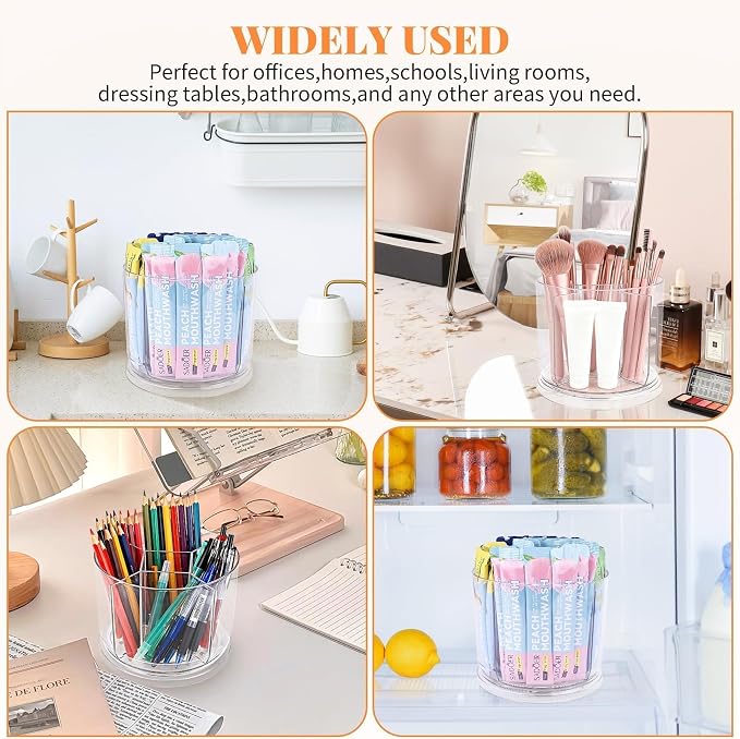 Drink Packet Organizer, 360° Spinning Lazy Susan for Pantry & Cabinet – Clear Acrylic Rotating Drink Mix Holder with 5 Compartments for Drink Mix Packets, Flavor Sachets, Coffee & Tea Packets
