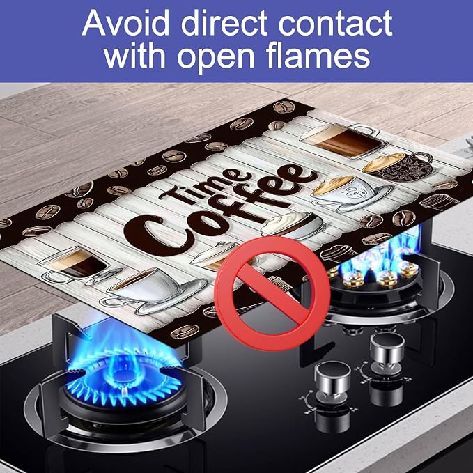 HOMETITUTE Coffee Time Stove Top Cover 28x20 Rustic Diatomite Heat Mat