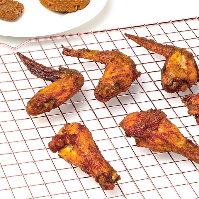 Cooling Rack for Cooking and Baking, 16" x 10" Wire Rack, Rose Gold | Thick Wire Rack, Oven & Dishwasher Safe, for Roasting, Grilling, Drying, Fits Half Sheet Pan
