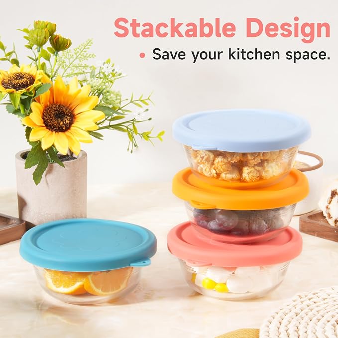 4 PCS Silicone Replacement Lids for Pyrex Glass Custard Cups 10oz, Reusable Silicone Lids for Food Storage, Food Covers, Dishwasher Freezer Microwave Safe (Container NOT Included)