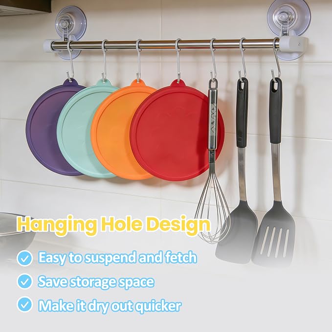 4 Cup Round Silicone Storage Cover Lids Replacement for Anchor Hocking Glass Bowls (Container not Included) 4 Pack