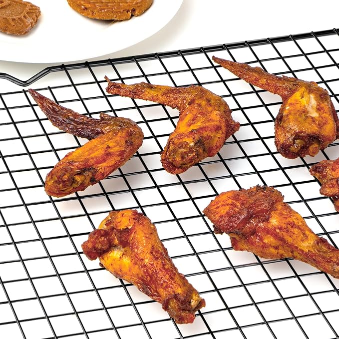 2PCS Cooling Rack for Cooking and Baking, 16" x 10" Wire Rack, Black | Thick Wire Rack, Oven & Dishwasher Safe, for Roasting, Grilling, Drying, Fits Half Sheet Pan
