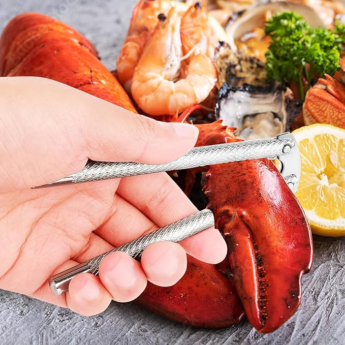 Nut Cracker 2Pcs and 4 Picks,Stainless Steel Nut Cracker Tool Set for Seafood Crackers Walnut(Silvery).