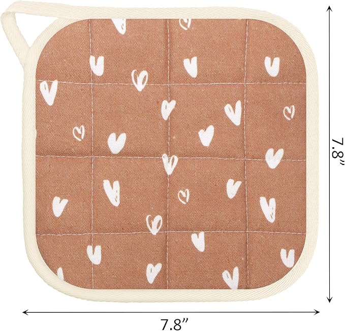 6 Pack Pot Holders 100% Cotton Heat Resistant Potholder, Machine Washable Pot Holder, Hot Pads, Table Pads for Cooking Baking (E)